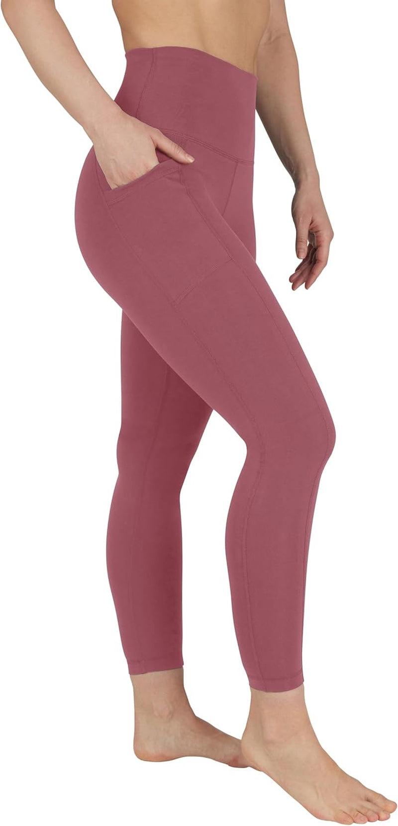 Elevate Your Comfort: High Waist Ankle Length Compression Leggings with Elastic-Free Waistband in Rouge Blush