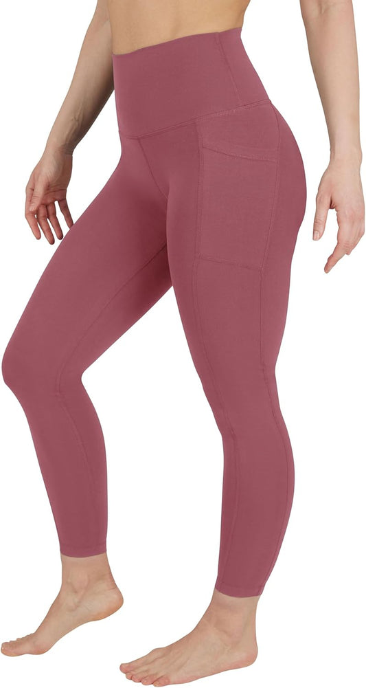 Elevate Your Comfort: High Waist Ankle Length Compression Leggings with Elastic-Free Waistband in Rouge Blush